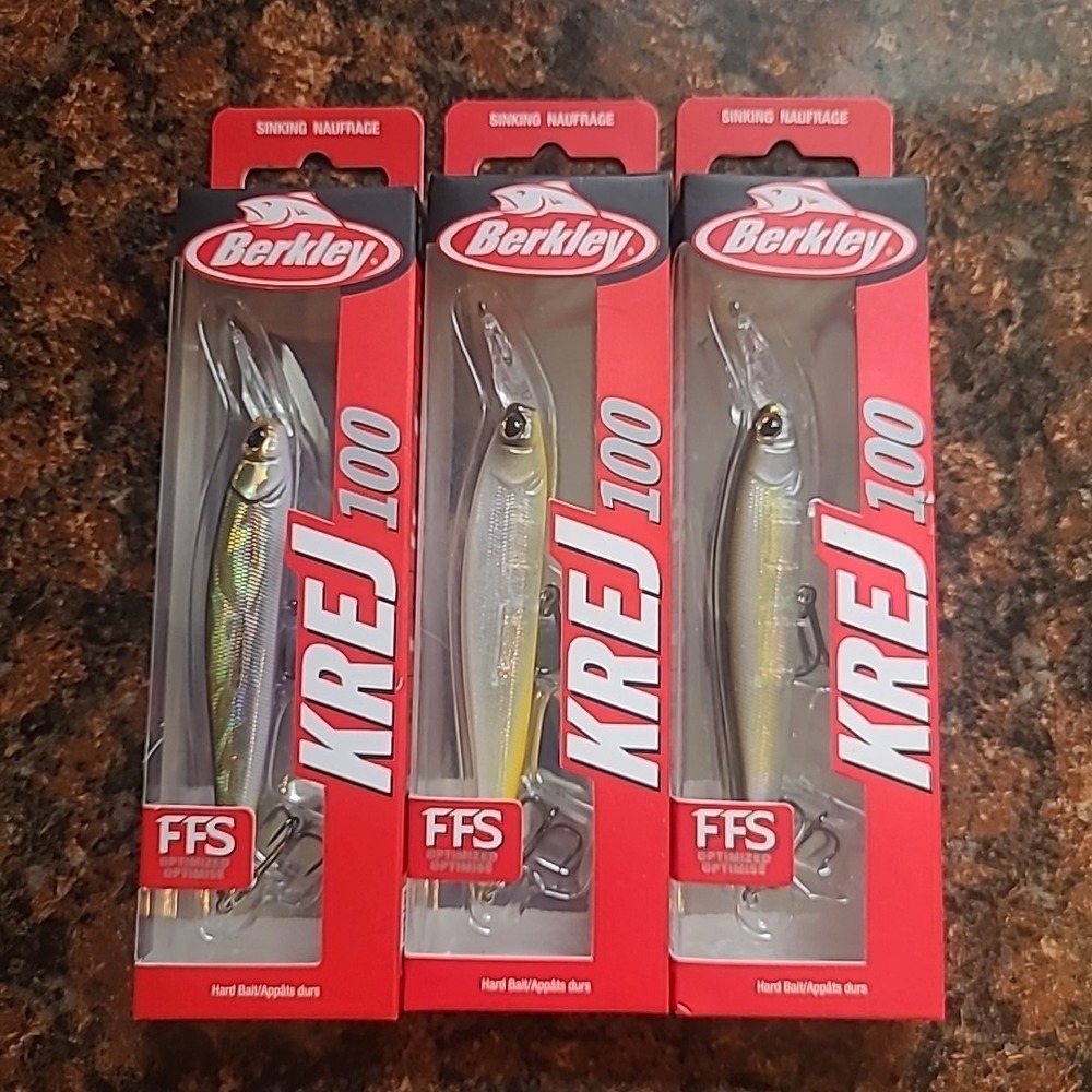 LOT OF 3 Berkley KREJ‎ 100 Jerkbaits Great For Bass!! Livescope Enhanced New!
